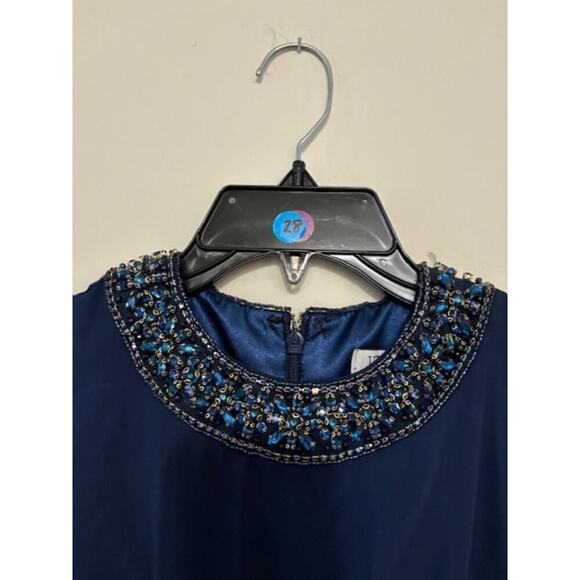 Ieena Duggal 55147 Beaded Jewel Neck A-Line Simple Formal Dress Blue NWT Sz 8 - Picture 8 of 10